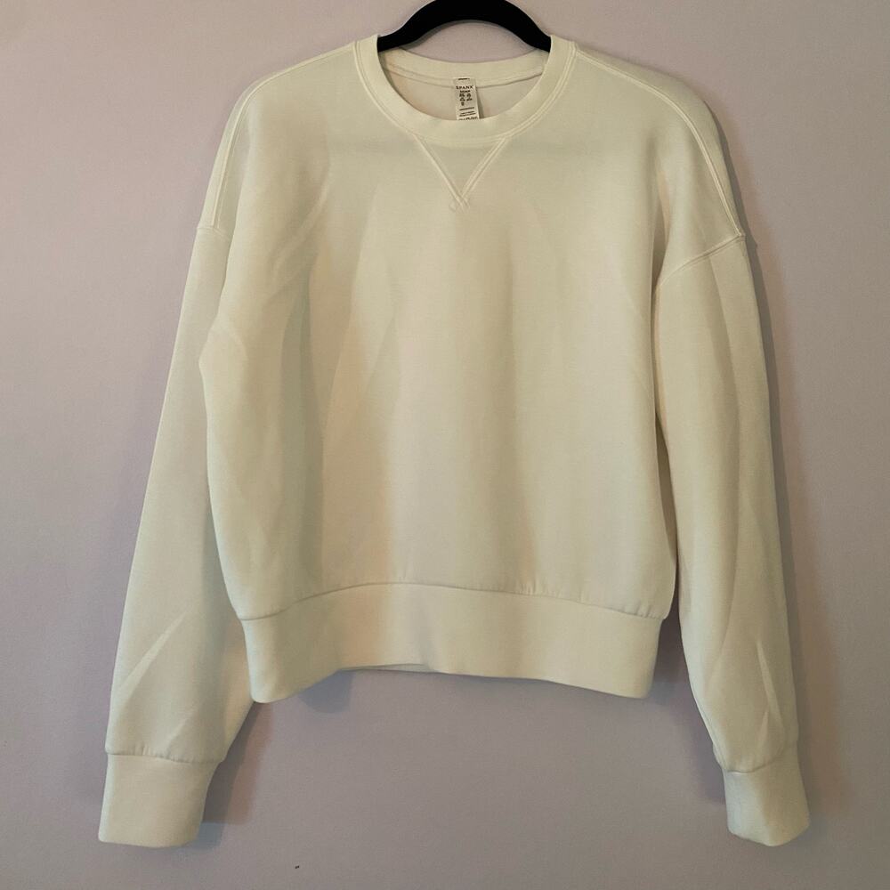 SPANX White Airessentials Crewneck Sweatshirt Stretchy Loungewear Women's Small